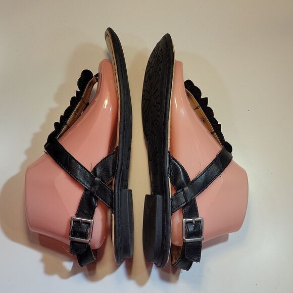 BOC LEATHER FLOWER ACCENT PATTERN ANKLE STRAP THONG WOMEN"S SANDAL - Picture 15 of 16